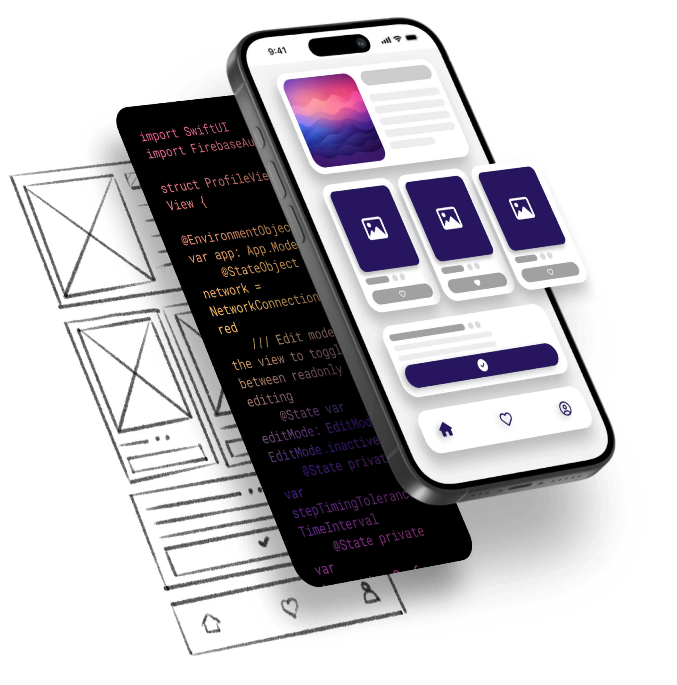 A phone with the interface design expanding outwards from the phone